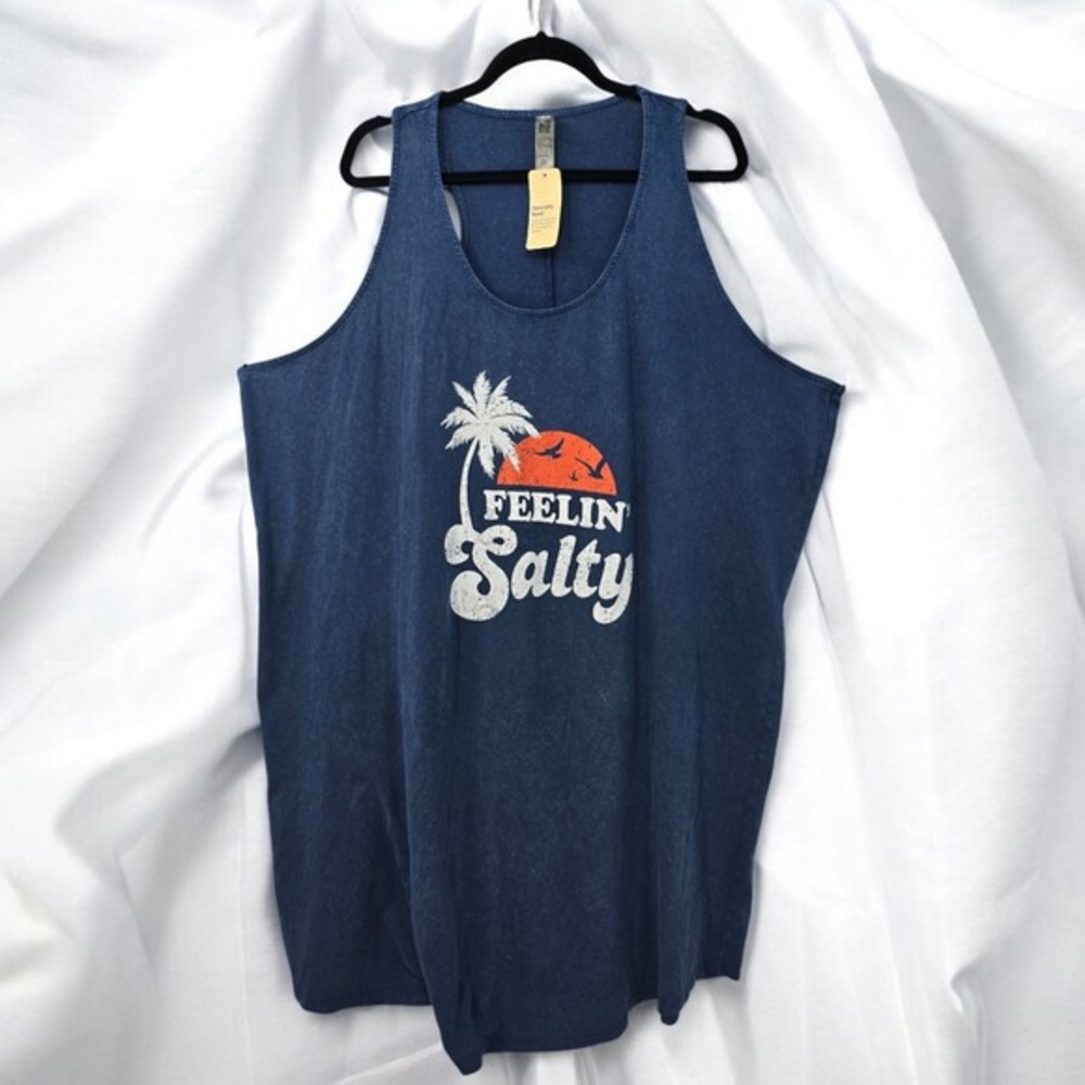 Instant Message Feelin'‎ Salty Graphic Tank Top Beach Cover Up Plus Size 3XW NWT